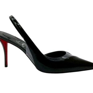 Christian Louboutin Posticha 80 Black Leather Slingback Pump 38.5! Brand New!